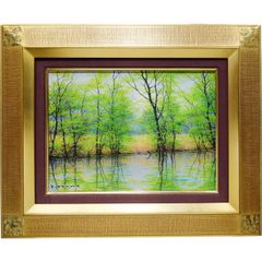 油彩画 小林幸三 「小樽運河」 F6号 額入り 油絵 風景画 額装絵画