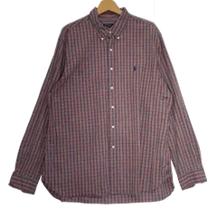 POLO RALPH LAUREN/ポロラルフローレン チェック柄 ポニー刺繡 長袖 シャツ ボタンダウン ワンポイント刺繡 オーバーサイズ ビッグシルエット CHINA製 メンズ 44サイズ マルチカラー