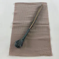 和装セット 優品 帯締め帯揚げ2点セット 幾何学 薄茶色 正絹 和装小物  【中古】