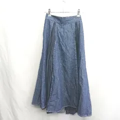 ◇ Θ one after another NICE CLAUP デニム生地 ロング フレアー スカート サイズF ブルー レディース E  【1411280026533】