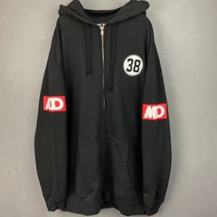 墓場の画廊 よろしく メガドック ジップアップ ジャケット パーカー フーディー ロゴプリント ブラック 黒 メンズ XXL 大きいサイズ