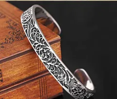 ペイズリー デザイン ステンレス バングル ハワイアン ブレスレット パンク ハワイアンジュエリー アレルギーフリー 金属アレルギー