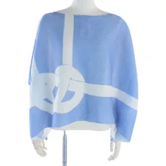 ISSEY MIYAKE イッセイミヤケ MI01FH361 me ミー 水引結びプリント シースルークレープ ポンチョ カットソー ライトブルー系 サイズ表記無【中古】のサムネイル