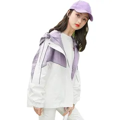 [InSomila] [インソミラ] キッズ マウンテンパーカー ジュニア ウインドブレーカー ジャケット コート 上着 子供服 女の子 ガールズ フード付き 小学生 中学生 かわいい (130, ムラサキ) 0