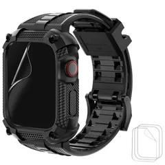 【迅速発送】Wristitani Warrior Apple Watch バンド 41mm/45mm 一体型 ケース 耐衝撃 TPU アップルウォッチ バンド 3Dフルカバーフィルム iWatch Series 8/7/6/se/5/4 に対応