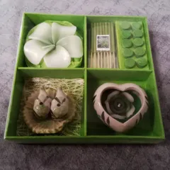 【新品未使用】タイ　雑貨　お土産　お花　ロクソク　お香　お香立て　ゾウ　4点セット