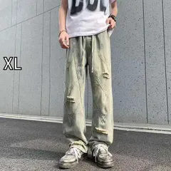 [XL ]メンズ ファッション 服 男性用 オシャレ シンプル 大人 かっこいい 大きいサイズ ストリート 紳士服 高級 リップド ジーンズ ー アメリカン レトロ パンツ ストリート