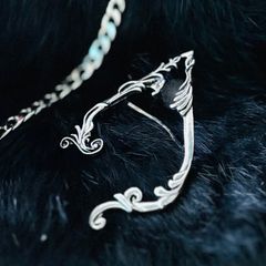エルフ耳ファンタジーデザインイヤーカフ【左耳用】 アンティークシルバー