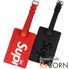 LOUIS VUITTON/ルイ ヴィトン　Supreme/シュプリーム ネームタグ 2点セット　エピ レザー　ノワール（ブラック）×レッド　M67726【未使用品】