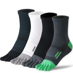 【特価商品】通気性 消臭 室内 綿 24-28cm アウトドア ビジネスソックス 登山用 作業用 カーフソックス メンズ 靴下 4足セット 五本指ソックス [ETARLOS]