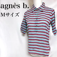agnès b. ハーフボタン五分袖シャツ フランス製 ボーダー プルオーバーM used in Japan
