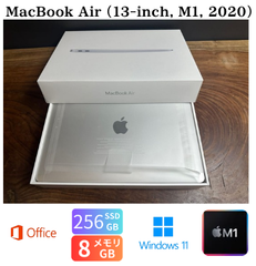 「極美品」MacBook Air (13-inch, M1, 2020) /M1 8コア/8GB/SSD256GB/Windows11/office2021/バッテリー90%/CJ433