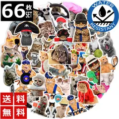 66枚 ステッカー 猫 ネコ 面白い おもしろい かわいい 防水 耐水 シール 詰め合わせ 1234