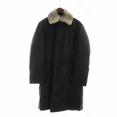 バーバリーブラックレーベル BURBERRY BLACK LABEL ダウンコート 長袖 ロング 総裏地 ノバチェック ステンカラー ラビットファーM 黒 ブラック BMA22-306-09 ■GY18 /MQ