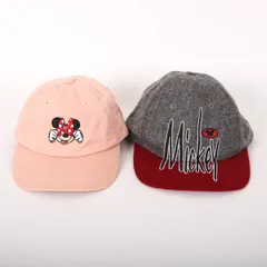 ディズニー キャップ 2点セット ミッキー ミニー キャラクター グッズ 帽子 まとめて キッズ レディース Disney 【中古】