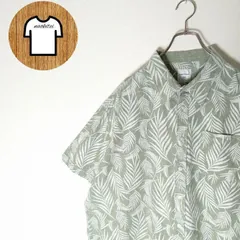 Samuel Windsor 半袖 リネン シャツ 4XL 総柄 ビッグサイズ 海外古着 A331 ハワイアン アロハ風 植物柄 ボタニカル ショートスリーブ 麻 ビッグシルエット 大きい 大きめ ゆったり