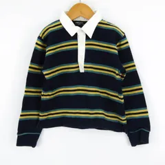 コムサイズム 長袖ラガーシャツ ボーダー カットソー キッズ 男の子用 110Aサイズ 紺黄 COMME CA ISM 【中古】