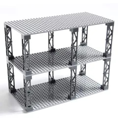 16×32ポッチ 両面 互換性 柱付き クラシック 板3枚 プレート 柱12本 ブロック セット 基礎板 (ライトグレー) INIBUD