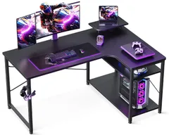 【在庫セール】pcデスク desk 棚付き 机 オフィスデスク デスク ワークデスク 在宅勤務 l字デスク 子 幅110 作業机 L字型 パソコンデスク ゲームデスク ゲーミングデスク 組立簡単 カーボンブラック ODK 右棚