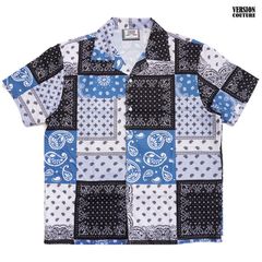 VERSION COUTURE PAISLEY S/S OPEN SHIRTS【MULTI COLOR】(メンズ 大きいサイズ 服 シャツ ボタンシャツ ペイズリー バンダナ BANDANA 半袖 ショートスリーブ 柄シャツ)
