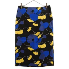 MARNI (マルニ) COTTON LINEN DRILL SKIRT フラワープリント タイト ロング スカート レディース ブルー GOMAP26U00のサムネイル