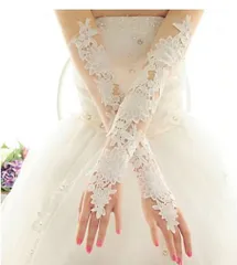 ウェディンググローブ/レース/フィンガーレス/手袋/レディース/ブライダル/刺繍/ウェディング小物/ウェディングドレス/フェミニン/結婚式/二次会/パーティ/エレガント#cttt31609