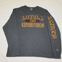 【海外規格】古着　champion　LOYOLA　RAMBLERS　NCAA　長袖Tシャツ　ビッグロゴ