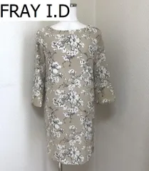 FRAY I.D（フレイ アイディー）レディース 膝丈ワンピース ひざ丈ワンピース レトロフラワープリント ジョーゼット ベージュ 7分袖 夏 花柄