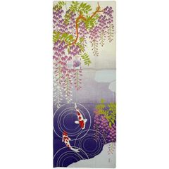 絵手ぬぐい【しだれ藤と波紋】濱文様 春ディスプレイ 外国土産 初夏 鯉 池 藤棚 手ぬぐい 季節ウォールデコ 額飾り 新品未使用