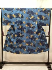 男物長襦袢/美品/合繊/紺/袷/半衿付/仕立上がり/適応身長153～158㎝/4505