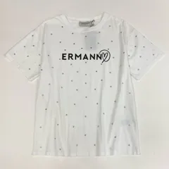 2j27《極美品》ERMANNO FIRENZE エルマンノ フィレンツェ 半袖Tシャツ ラインストーン ブランドロゴ 44サイズ ホワイト レディースu02t