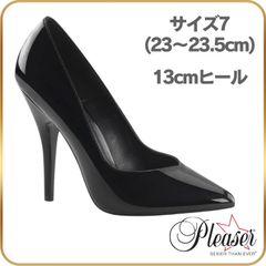 23 23.5 Pleaser プリーザー ハイヒール パンプス 黒 ブラック エナメル 13cm ヒール  ピンヒール コスプレ 衣装 セクシー コスチューム コス SEDUCE-420V 8220/B