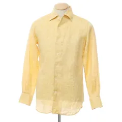 【中古】オリアン ORIAN リネン ボタンダウンシャツ オレンジイエロー【サイズ37】【メンズ】
