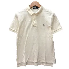 ポロ バイ ラルフローレン Polo by Ralph Lauren ポロシャツ ロゴ刺繍 半袖 鹿の子 M 白 アイボリー /MNのサムネイル