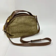 ★M28 BORBONESE ボルボネーゼ 913915 ハンドバッグ ショルダーバッグ ショルスト付き レザー うずら柄 ブラウン