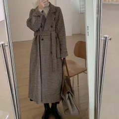☆ ブラウン ☆ Sサイズ ☆ チェスターコート チェック柄 アウター mmlcoat1115e チェスターコート レディース 冬 ロングコート アウター コート ジャケット 上着 羽織 長袖 ダブル チェック きれいめ おしゃれ 防寒 暖かい テーラード