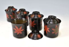 「紅葉　小吸物　碗　五客」 小吸物椀  懐石道具 茶懐石 会席 和食器 漆器 漆芸  紙箱 5人