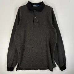 古着 90's/90年代 ポロバイラルフローレン Polo by Ralph Lauren 長袖 ポロシャツ 千鳥柄 ロゴ 刺繍 M  ブラック系 チェック メンズ