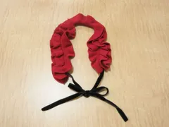 ヘッドドレス カチューシャ ニット素材 ベロアリボン レッド ブラック