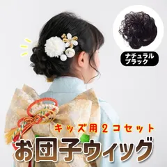 ブラック キッズ ウィッグ お団子 かわいい ヘアアクセ 2個セット