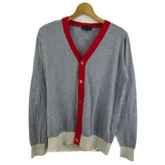 ジョンスメドレー カーディガン 長袖 コットン100% ブランド トップス メンズ Mサイズ グレー×レッド JOHN SMEDLEY 【中古】