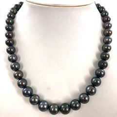 黒真珠 ブラックパール ネックレス シルバー 8-10.9mm 保証書 レディース アクセサリー【PF-61】
