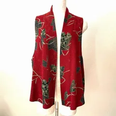 #anc シセンドウ ヒトシタムラ 詩仙堂 HITOSHI TAMURA ベスト ジレ 赤系 ちりめん 柄 レディース [927377]