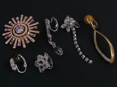 ■極美品～■ SWAROVSKI スワロフスキー ラインストーン フラワ 等 片耳のみ イヤリングアクセサリー 6点セット まとめ売り DD9187