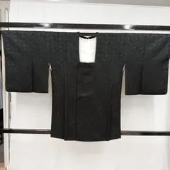 正絹　道行　黒　変わり織  身丈85cm　裄67cm　Kー２５０