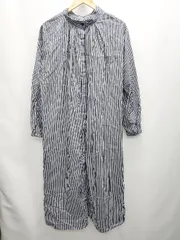 ◇ ◎ Elura エルーラ ストライプ 長袖 ロング ワンピース サイズL ネイビー ホワイト レディース P  【1408200027947】