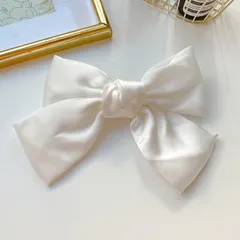 【新品】大きなリボンバレッタ　ヘアピン ロリィタ　白色　ホワイト　大きい　大きめ