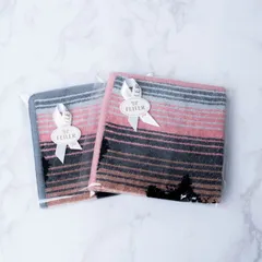 FEILER フェイラー ハンカチ BLACK KITTY フェイスタオル（タオルハンカチ） 25×25 オールドピンク＆グレー2枚セット