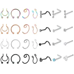 【新着商品】20G おしゃれ L L 耳ピアス 316Lステンレス 鼻ピアス 金属アレルギー対応 フェイクピアス イヤーカフ レディース ノストリル ファッション 軟骨ピアス ボディピアス アクセサリー [Aroncent]