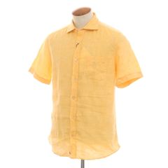 【新品】グランシャツ Glanshirt リネン ワイドカラー 半袖シャツ オレンジ【サイズ39】【メンズ】